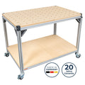 GLUTBERG TOOLS Workstation Pro Komplett-Set – mobile, modulare Werkbank mit MDF-Lochplatte und Rollen, Made in Germany, 20 Jahre Garantie